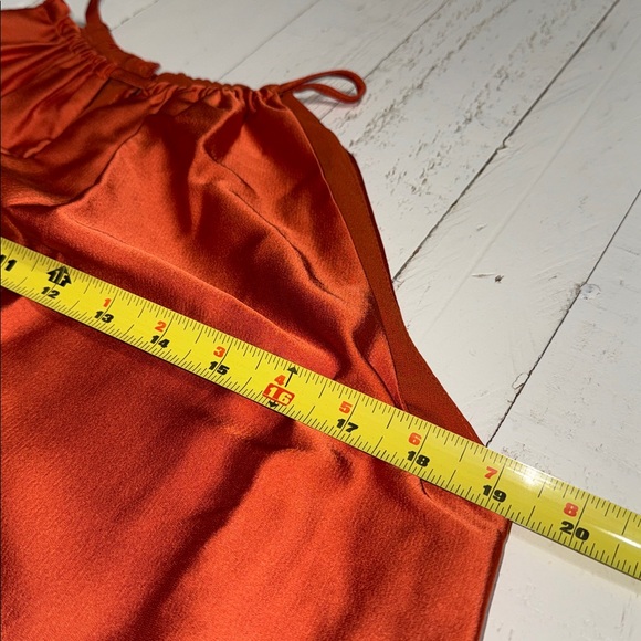 Suzy Shier Rust Orange Gathered Waist maxi Dress Sm NWOT - Picture 11 of 13